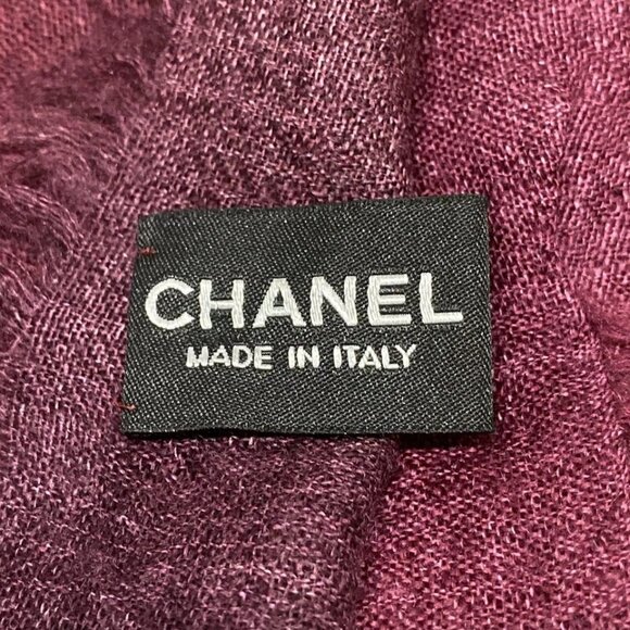 CHANEL - Bordeaux Light Brown Multi Cashmere Silk Scarf 366-082325 - Picture 7 of 7